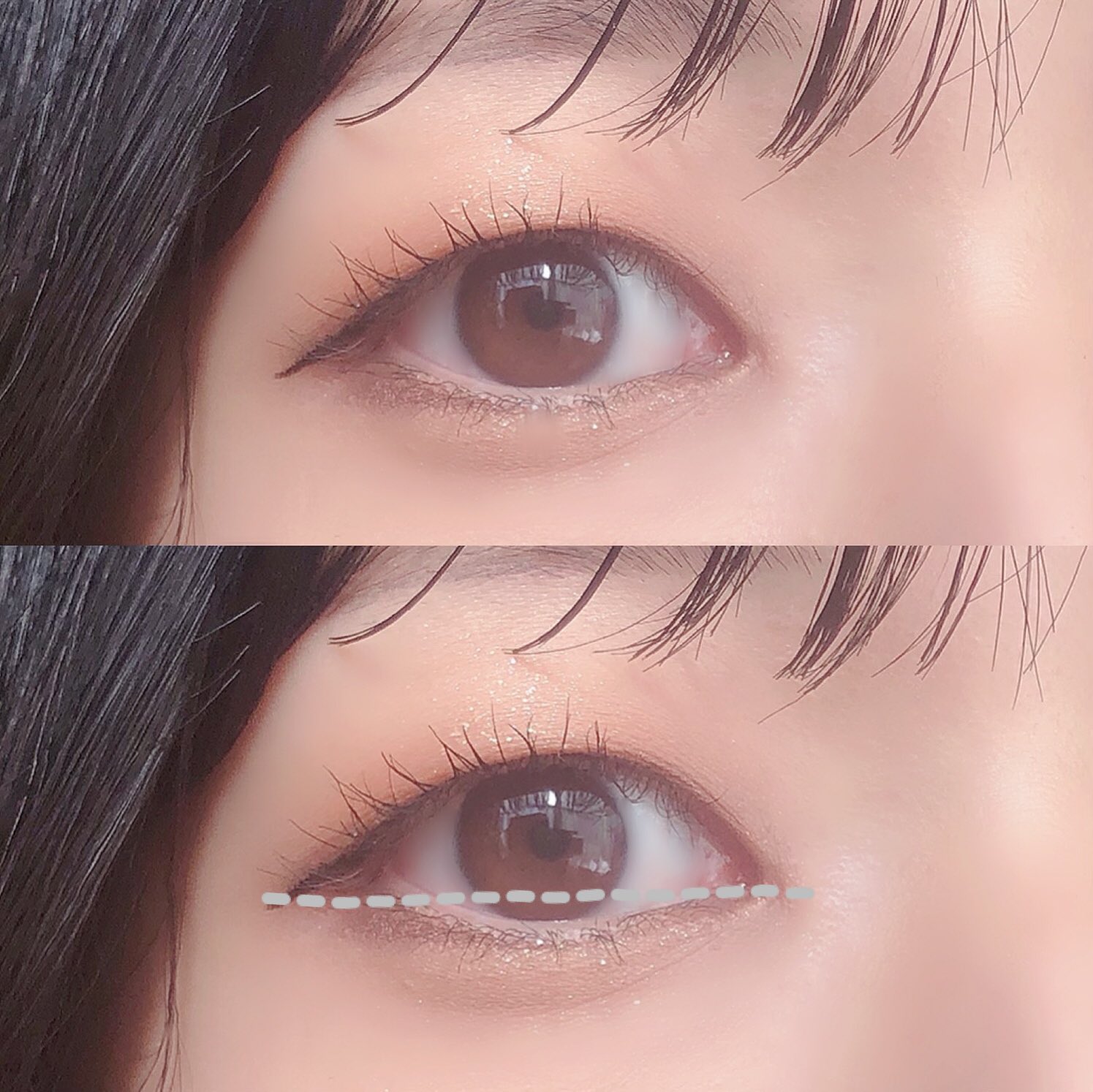 おさち 小粒目 つり目のアイラインの引き方はこれが正解 目頭と目尻が横一直線で繋げる位置まで引く 自然に目 を大きく見せられるし 重心が左右均等になる アイメイク全体のバランスが取れる メイクが自然 垢抜けた印象 アイラインが浮く どこまで