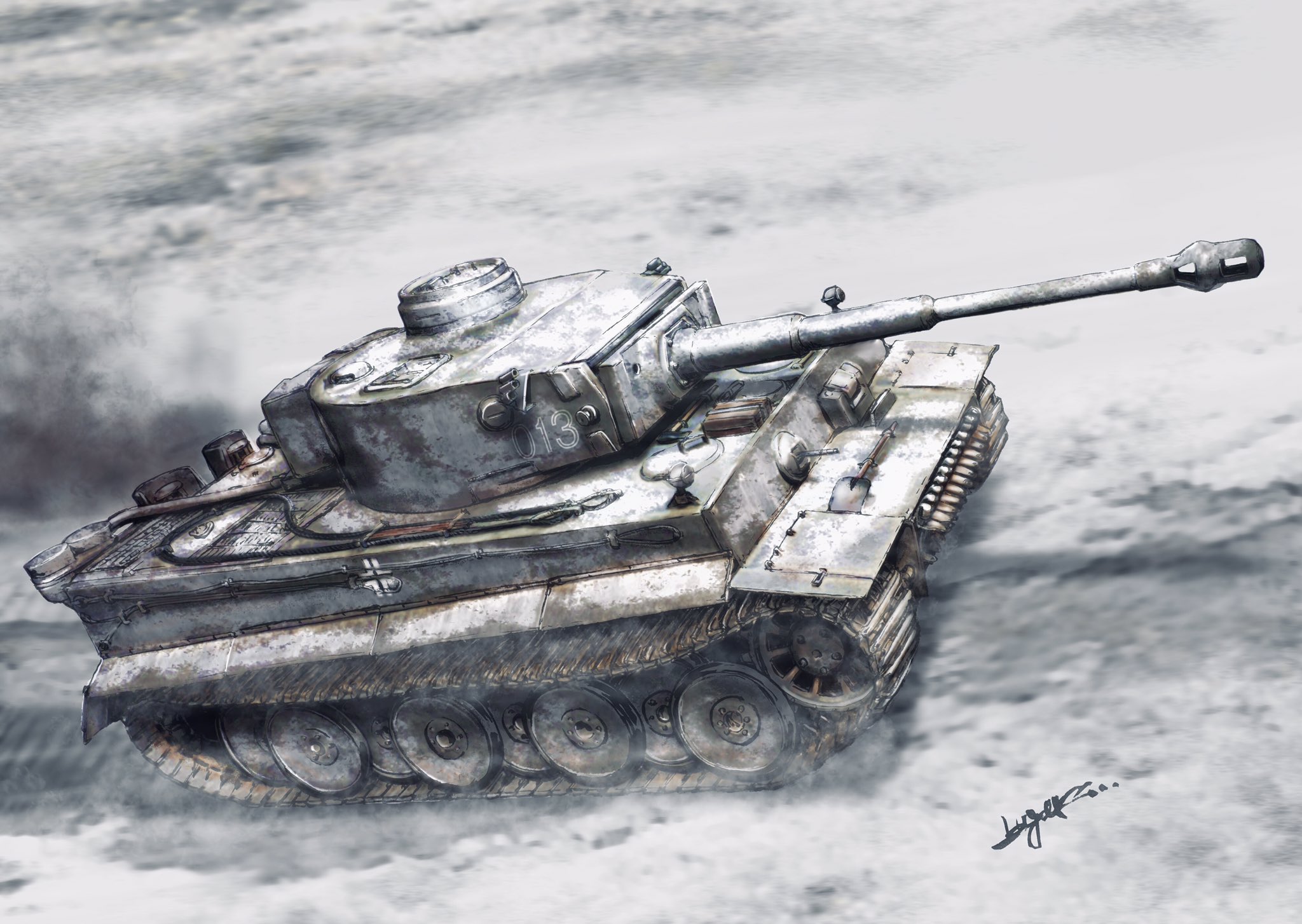 鬼ルガs Panzerkampfwagen Vi Tiger 1 白虎の進行 寒くなってきたので冬っぽい色に塗ってみました 初めての雪の迷彩 なかなか渋いんじゃないかな 戦車 Tiger1 イラスト かっこいいと思ったらrt T Co Q6elo85oym