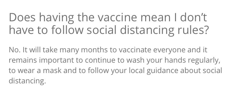 It is still important to follow social distancing guidance even if you have the vaccine.  #HandsFaceSpace