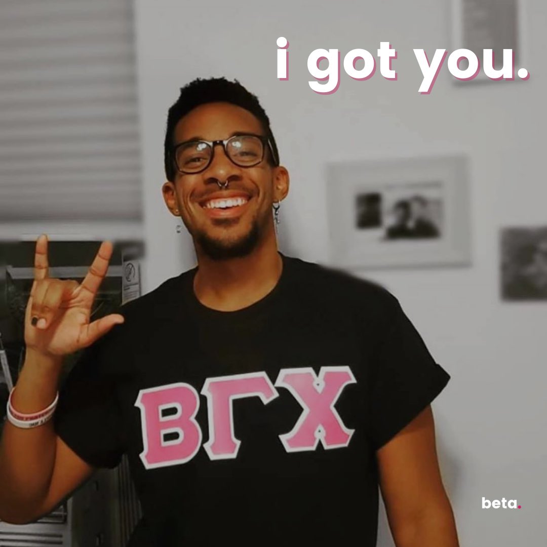 BetaGammaChi's tweet photo. Just for a second, I want you to imagine what it would be like to be a part of a chosen family to be surrounded by chosen siblings people you respect, admire, and trust. Imagine that. And choose Beta. 
#betagammachi #lgbtq￼ #lgbtqcommunity #queer #queeraffirming #gay #nonbinary https://t.co/TJMqV9aRJH