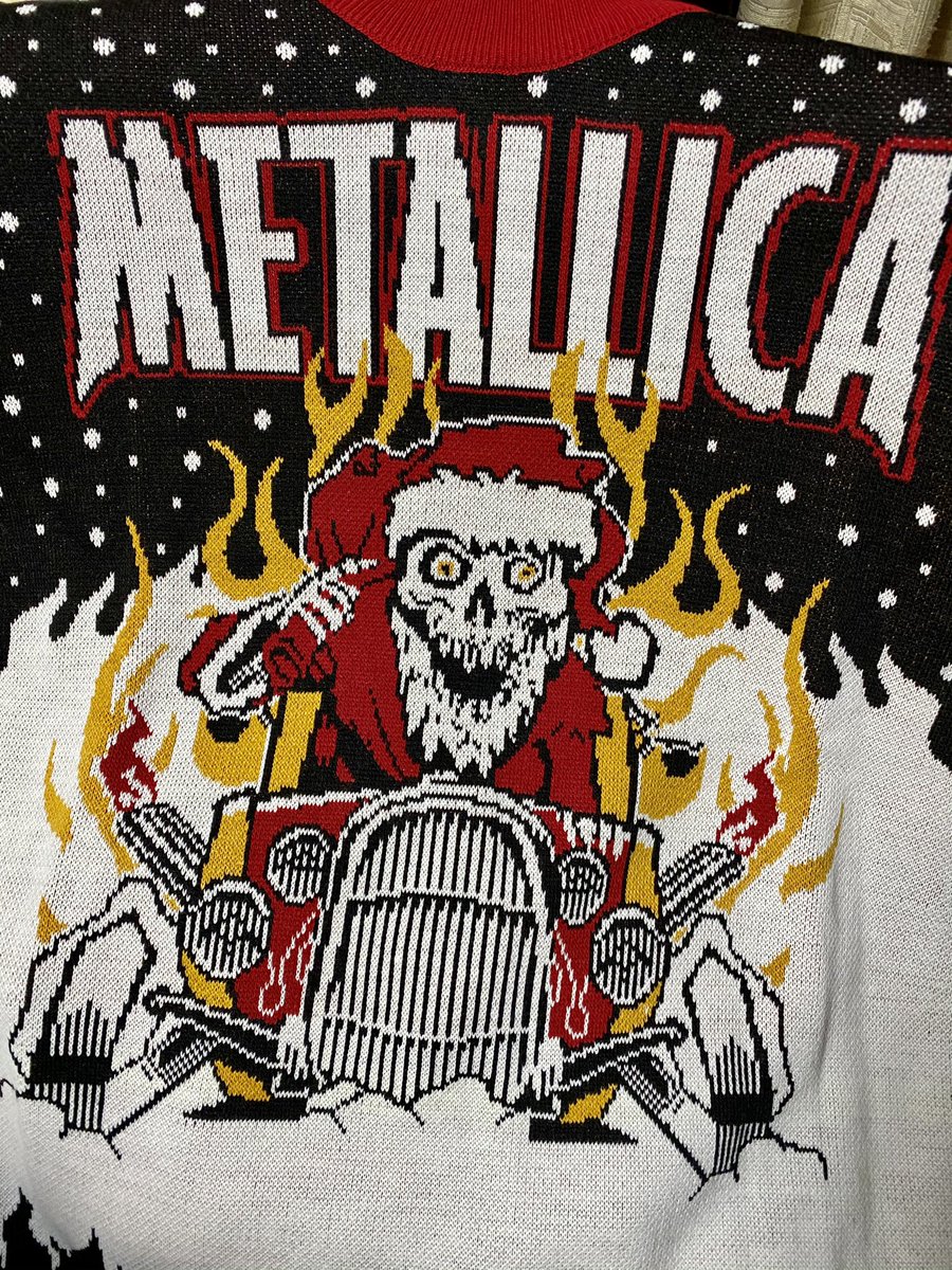 Meat Arai Metallica の Gimme Yule Holiday Sweater Mop Cross Holiday Sweater アグリー セーター こと駄セーター 笑 が届きました サンタ 仕様は今月中に着ないと着る機会が無いと言う欠点はございますが デザインも素晴らしく