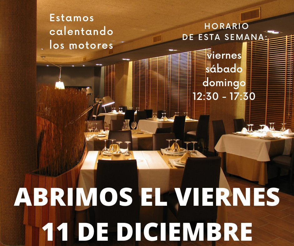 Apartir de este viernes estamos abiertos otra vez. De momento sólo para las comidas.