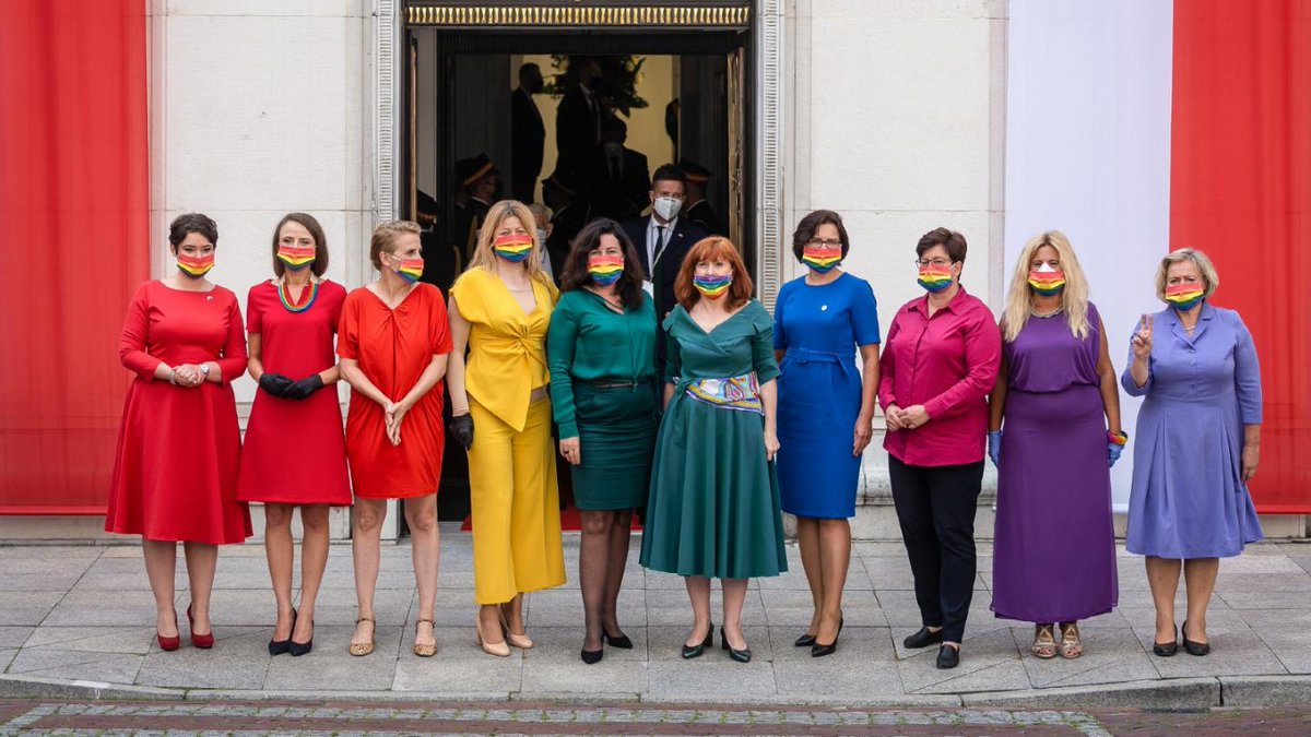 22) At the President’s swearing-in, Polish MPs turned up in coordinated outfits to form a rainbow in support of the LGBTQ+ Community in Poland The protest was aimed at President Duda who is known for his anti-LGBTQ+ policies 