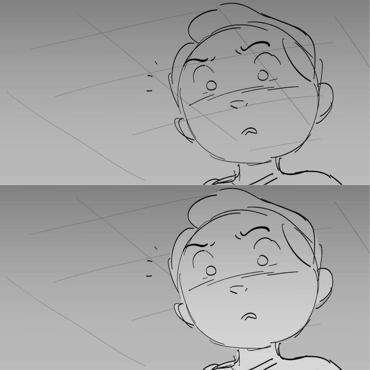 You'll notice that a lot of the time, I keep my initial sketch. As long as it reads and you can tell the emotion that's supposed to be coming across, why draw it twice and lose the energy from the quick sketch?