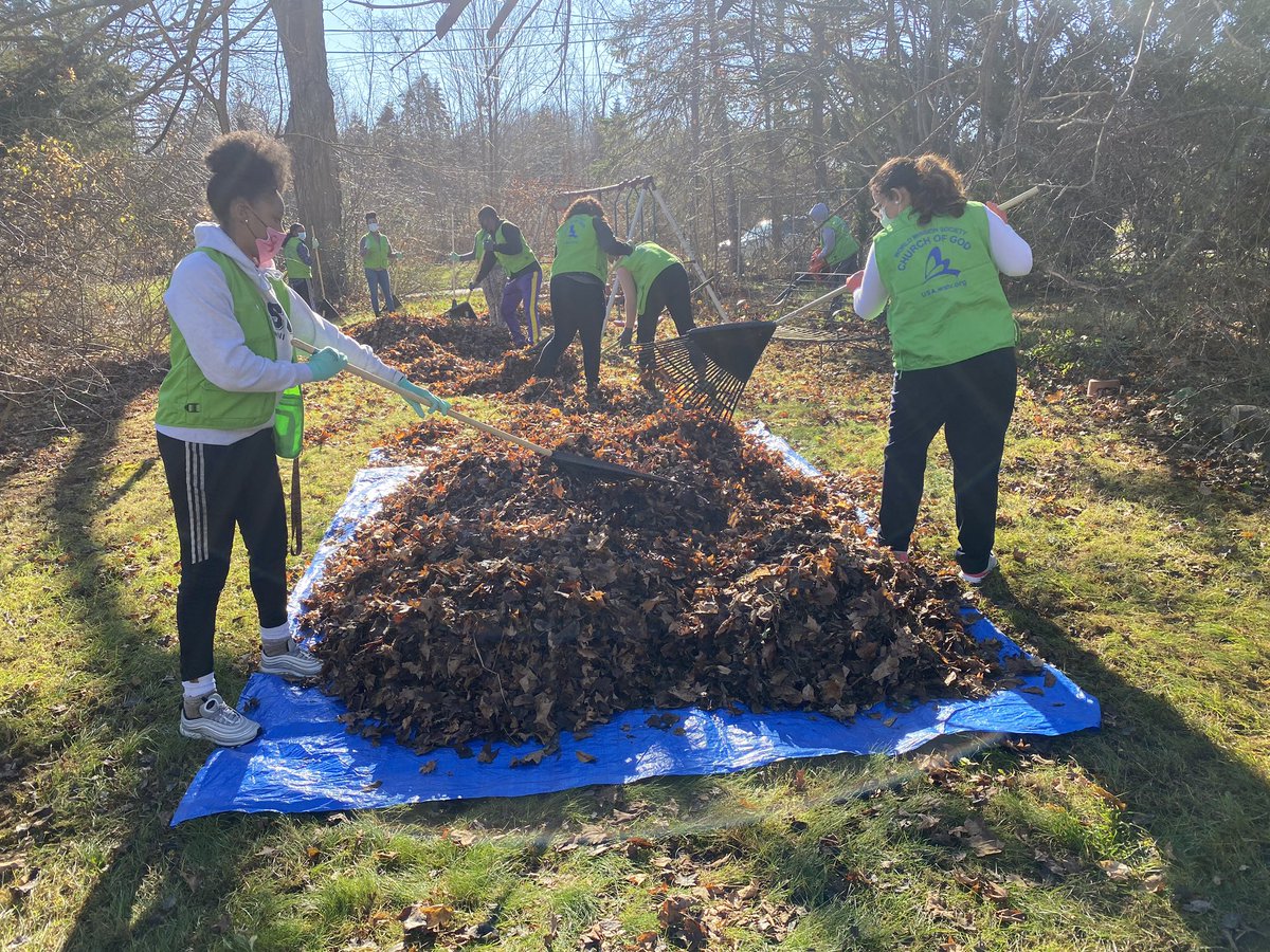 WMSCOGEastCoast's tweet photo. Over 60 #WMSCOG volunteers from Middletown, CT participated in a leaf and yard cleanup together for senior citizens. With bright smiles on their faces, the members worked hard with unity to assist the residents in need—one leaf at a time  🍂🍃🍁
 
 #MothersLove #GodtheMother https://t.co/WRX3OrQ2Ub