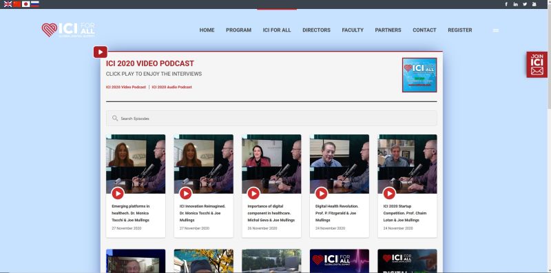 🎥 Check out our website for inspiring video #podcasts  ▶️ lnkd.in/etV3z-y 

❤️ Enjoy interviews with #ICIforAll directors and speakers.
#onlineevent #medtech #medicaldevice #healthtech #innovation #ICI2020 #digitalhealth #cardiovascular #interventionalcardiology #replay