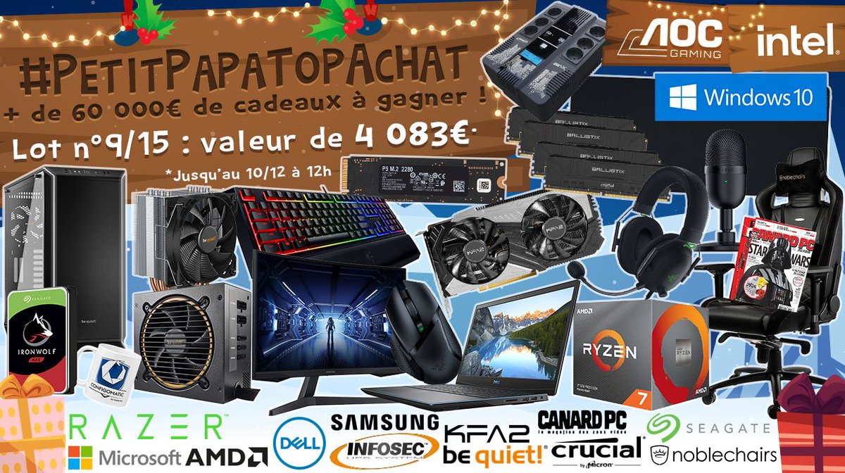 Concours 🎁 #PetitPapaTopAchat 🎄 🔥 + de 60 000 € de cadeaux à gagner ! L'impressionnant #Lot9 de 4083 € est là ! 🔥 Pour participer ☑ #RT ce tweet ☑ Follow @TopAchat Participe aussi sur Insta / Facebook / le site ➡ topachat.com/pages/concours… 🍀 TAS le 10/12 à 12h