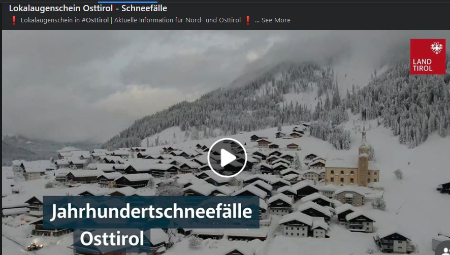 CosedaMondo's tweet image. La presidenza tirolese #LandTirol parla esplicitamente di nevicata del centenario, in particolare per l'#Osttirol. Ma la stessa situazione (da 2 a 3 metri di neve in 4 giorni a quote medie in diverse vallate) è anche in Trentino Occidentale, Dolomiti Bellunesi e  Sudtirolo.