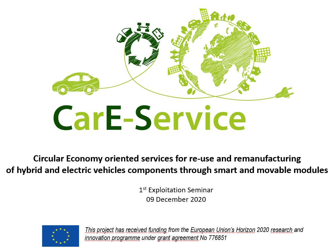 1st <a href="/CarE_Service_EU/">CarE_Service_EU</a> Exploitatin seminar is online with more than 110 participants. <a href="/fcagroup/">fcagroup</a> opened the meeting, <a href="/StiimaCNR/">STIIMA-CNR</a> introduced the project, @CECO_gmbh and <a href="/Prodigentia_SA/">Prodigentia Information Technology, S.A</a> presented the Platform, <a href="/RadiciGroup/">RadiciGroup</a> the recycling of techno-polymers. More will follow in the day.