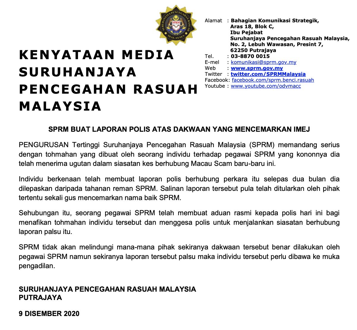 Bfm News On Twitter Macc Has Denied Claims Made By A Businessman That He Was Threatened By Its Officers The Businessman Was Detained In October In Connection With The Addy Kanna And