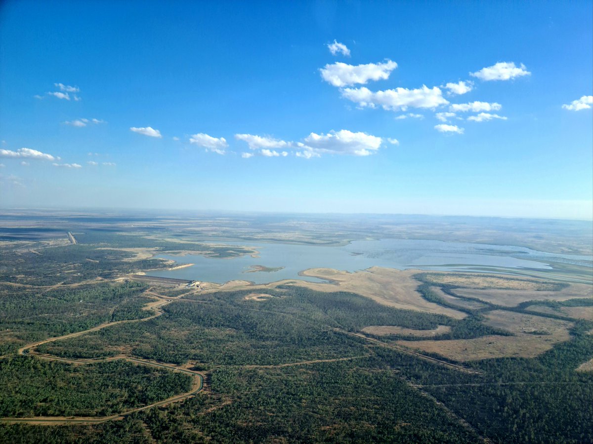 bluedogagCQ's tweet photo. Flew into #Emerald this afternoon- great to be home but shocking to see @SunWaterLimited Fairbairn Dam at 7.79% of its 1.3 million ML. @CHRCouncil announced Level 3 water restrictions this week. Don't think you could see this from the moon... https://t.co/lxm0pXtWpp