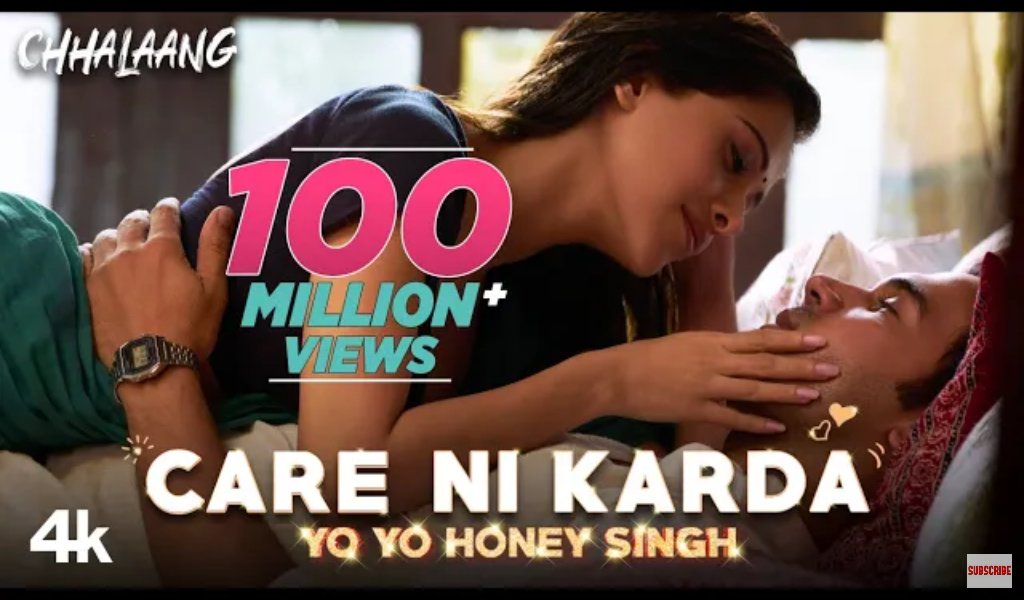 #CareNiKarda Has Crosses 100 Million + Views!! 😻😻😻💥💥💥⚡⚡⚡ <a href="/asliyoyo/">Yo Yo Honey Singh</a> #Swetajbrar <a href="/Nushrratt/">Nushrratt Bharuccha</a> <a href="/luv_ranjan/">Luv Ranjan</a> <a href="/RajkummarRao/">Rajkummar Rao</a> <a href="/LuvFilms/">𝕏ℝℙ 𝐍𝐨𝐭𝐢𝐟𝐢𝐜𝐚𝐭𝐢𝐨𝐧</a> <a href="/TSeries/">T-Series</a> <a href="/ChhalaangFilm/">Chhalaang</a> #YoYoHoneySingh #YoYo #chhalaang