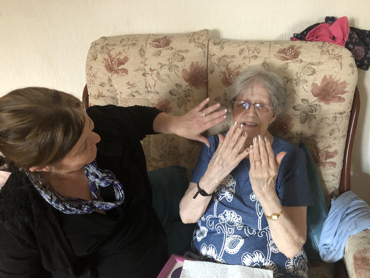 hrmhomecare's tweet photo. Our wonderful Operations manager Susie is doing what Susie does best, going the extra mile and looking after our service users. Susie spares time to visit those who likes their nails polished, beard trimmed, hair done etc. Hats off to all the Susies out there. 💕👏#homecareday https://t.co/Ms4mOR2wBg