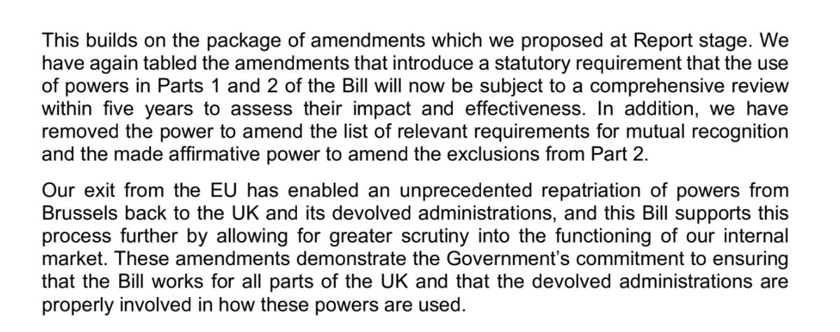 New letter from ministers to the Lords on Internal Market Bill. Looks like attempt at olive branch on devolution. Gives Scottish, Welsh and NI govts right to be consulted. But will that be enough?