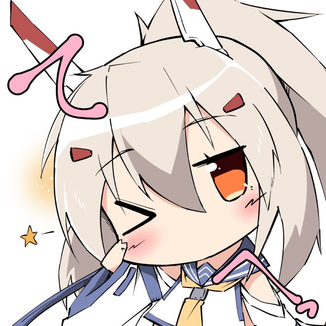 ayanami (azur lane) 1girl solo one eye closed > o wide sleeves chibi ponytail  illustration images