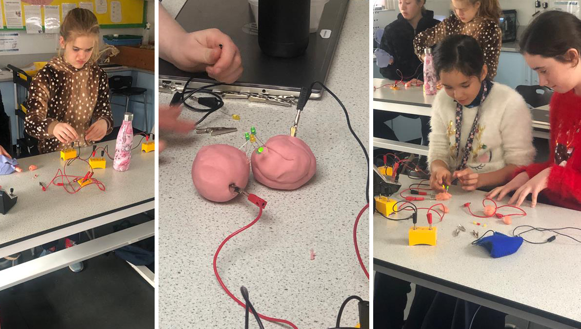 CHSSTEM's tweet photo. Weird Science is taking place in Physics this week. Year 8s have discovered the conductive properties of Dough! Now there's a creative approach to building a circuit! https://t.co/yGLCnRrw01