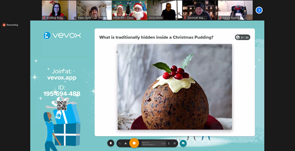 VevoxApp's tweet photo. ICYMI: the Vevox Christmas quiz was a festive hit! 🎄 The recording is now available on our YouTube channel PLUS the quiz will be available in your Vevox dashboard soon, so that you can add a little Christmas magic to your meetings and classes ✨ https://t.co/WwXs7t7H8y #quizzing https://t.co/7YUEeE4R1Z
