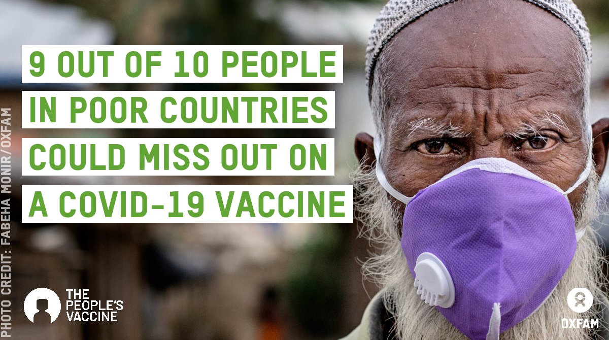 Nearly 70 poor countries will only be able to vaccinate 1 in 10 people against  #COVID19 next yearWhile rich countries have enough to vaccinate their entire populations nearly 3X OVER!You can help ensure we get a  #PeoplesVaccine, not a profit vaccine   https://oxf.am/covid19-peoples-vaccine
