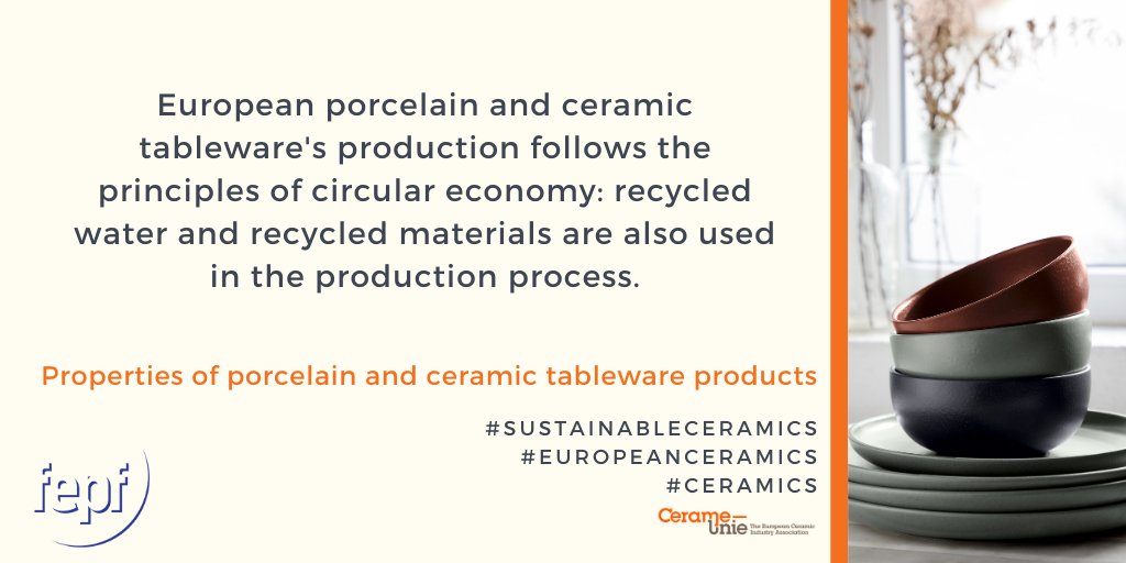 CerameUnie's tweet photo. European 🇪🇺 porcelain and ceramic tableware 🍽️ can play a key role in addressing the challenge of a more circular ♻️ industry! Discover the sustainability of these products.

#sustainableceramics #europeanceramics #ceramics
#circularceramics https://t.co/c0JY0mDjNl