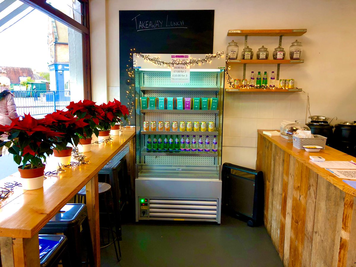 Looking festive here for our lunch takeaway till 2pm at Sulstons Kitchen. We've Haddock Chowder, Winter Veg &amp; Lentil Soup, Lamb Tagine and Cauliflower Curry with Flatbread plus sone sweet treats. Thanks <a href="/frankiesshop/">Frankie's Farmshop</a> Frankies Farm Shop Staplehurst for the beautiful Poinsettias!