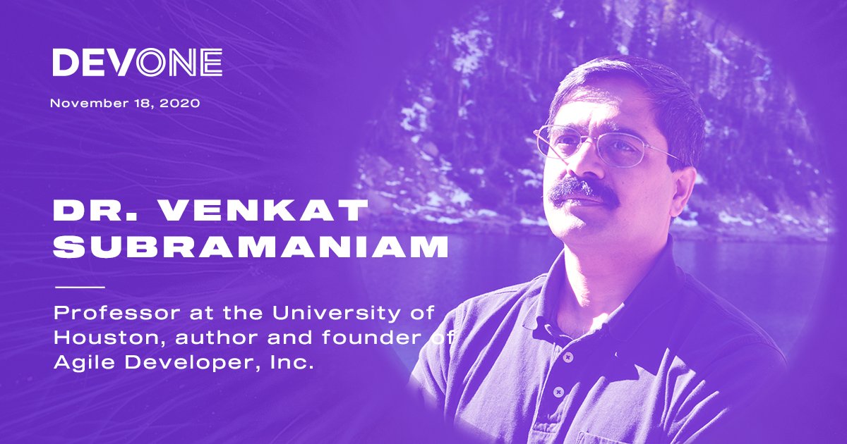 DevOneLinz's tweet image. Excited to announce our next speaker for the upcoming #DevOneMomentum session on December 15, 2020: @venkat_s - award-winning author, founder of Agile Developer, Inc. and instructional professor at the University of Houston.

Save the date and tune in 👉🏻 dynatr.ac/devone-momentu…