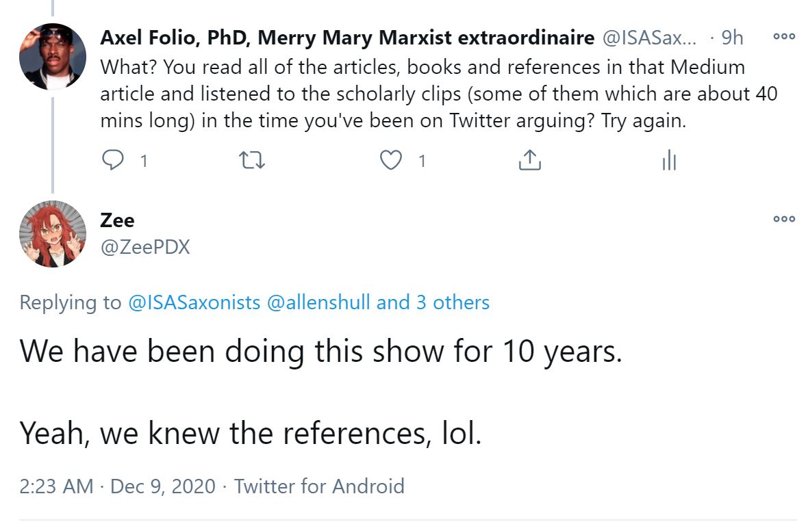 So back to accessibility for a second. 1 minute he didn't read it, the next he just outright doesn't read anything that isn't in a journal? If he & his friend had READ the 3-part series, listened to the lectures embedded & read the books & academic articles they claim don't 8/