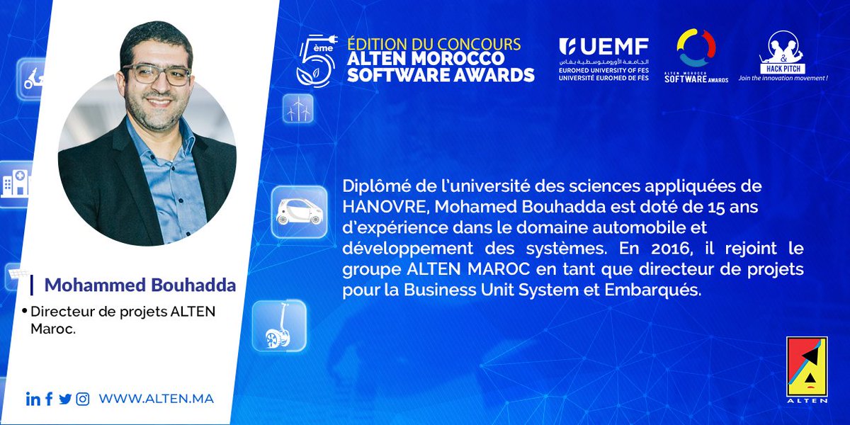 altenmaroc's tweet photo. [#AMSA] [#HACKATHON] 
Découvrez de près le parcours de nos honorables membres du jury qui vont évaluer avec précision et bienveillance les projets de nos chers finalistes.
Grâce à leur expérience nos jurés vont élire le vainqueur de cette 5ème édition de L'AMSA. https://t.co/PzcPWe3HH1