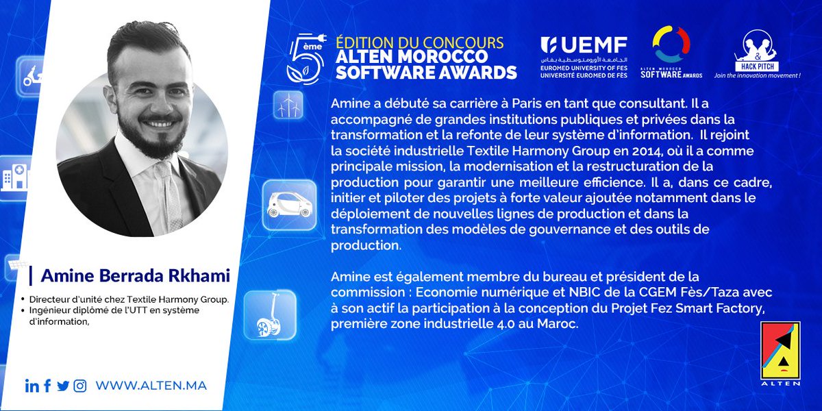 altenmaroc's tweet photo. [#AMSA] [#HACKATHON] 
Découvrez de près le parcours de nos honorables membres du jury qui vont évaluer avec précision et bienveillance les projets de nos chers finalistes.
Grâce à leur expérience nos jurés vont élire le vainqueur de cette 5ème édition de L'AMSA. https://t.co/PzcPWe3HH1