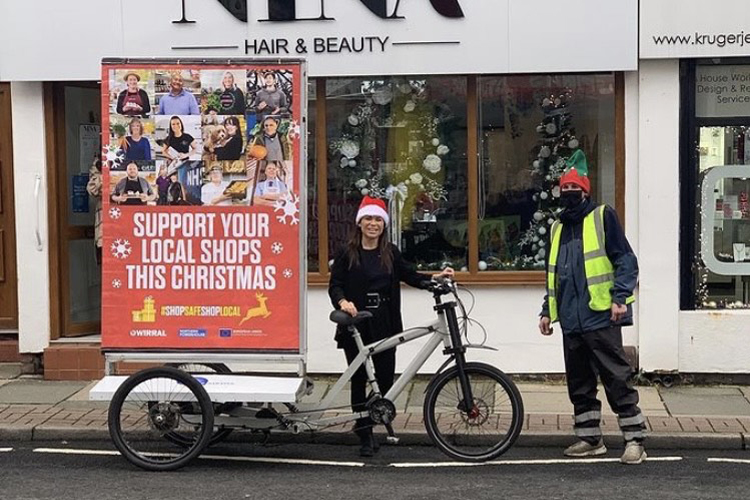 Did you see our festive High Street Heroes adbike cycling around New Brighton, Wallasey and Liscard today? 🚲✨ 

Look out for it: tomorrow in New Ferry, Bebington &amp; Bromborough; Friday in Hoylake &amp; West Kirby; and Saturday in Birkenhead! Shop Safe, Shop Local this Christmas.