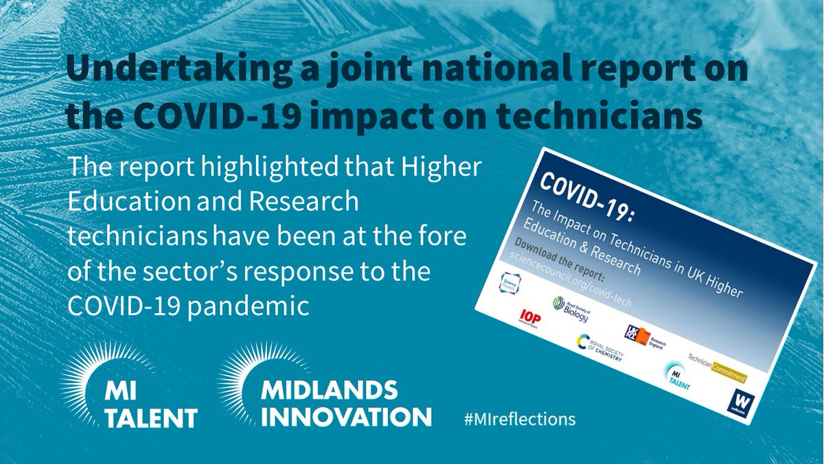 InnovationMids's tweet photo. #Day9 of #MIreflections - We were proud to work with a range of national partners to undertake a report on the impacts of #COVID-19 on #HigherEducation &amp; Research technicians. 1️⃣3️⃣0️⃣0️⃣ technicians from 9️⃣9️⃣ institutions participated in the survey: https://t.co/8WGXFlgbTT https://t.co/RDZjtPFcEX