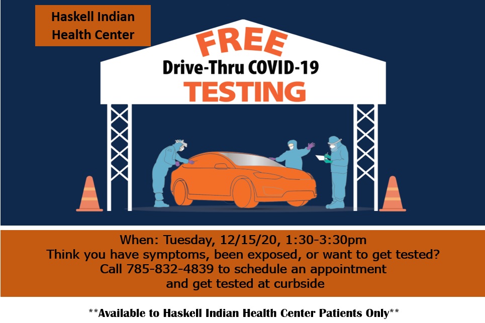Next COVID Testing Drive-thru on 12/15 from 1:30-3:30