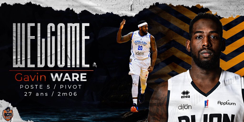 BCMBasket's tweet photo. 𝗪𝗲𝗹𝗰𝗼𝗺𝗲 𝗚𝗮𝘃𝗶𝗻 🏴‍☠️ 

Gavin Ware nouveau maritime ! ⚡️

Le puissant pivot américain, passé par Levallois et Dijon débarque dans le Nord 🧡

Un atout de taille pour la raquette maritime 🔝

#BienvenueGavin #TousBCM https://t.co/tjv1fc9WCw