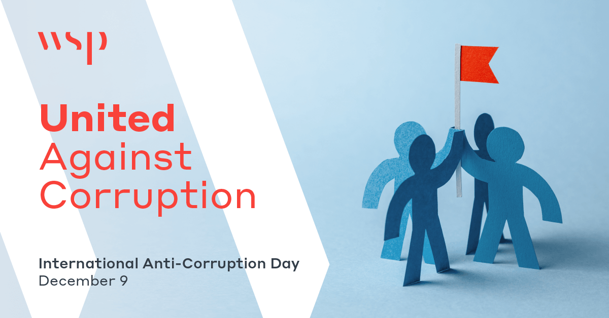 wspusa's tweet photo. Proud to support @UN #IACD2020, #WSPUSA CEO Lou Cornell highlights our commitment to acting with #integrity: https://t.co/2OLlvne0pk

See how @WSP across the globe has #UnitedAgainstCorruption: https://t.co/bnDjCSfRej

#WeAreWSP #WSPethics https://t.co/R20GM4szta