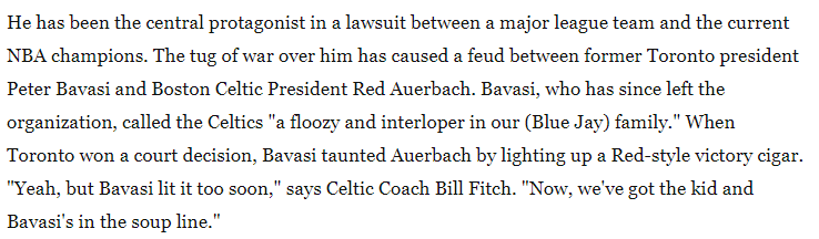 Here's a great passage from a story at the time.  https://www.washingtonpost.com/archive/sports/1981/12/20/danny-ainge/5ccb9844-6a32-43dd-9c4a-795e95fd5d38/