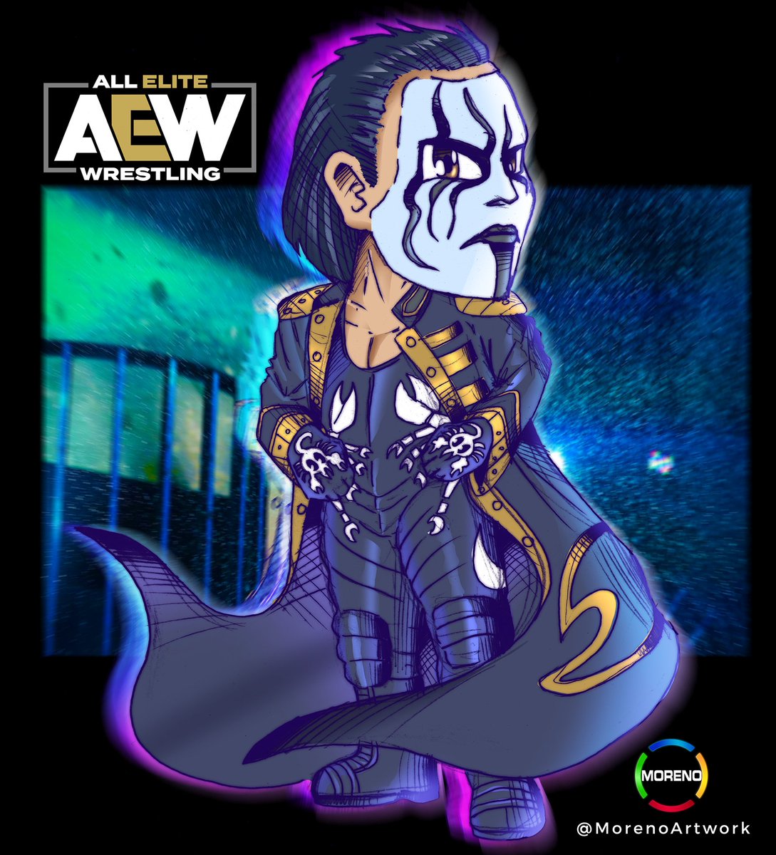 MorenoArtwork's tweet photo. Welcome back @Sting 🦂🖤
Tonight #Sting speaks with @tonyschiavone24 🎙@AEW 
#aew #aewdynamite #aewwrestling #aewshop #aewontnt #steveborden https://t.co/oGjLwr249n