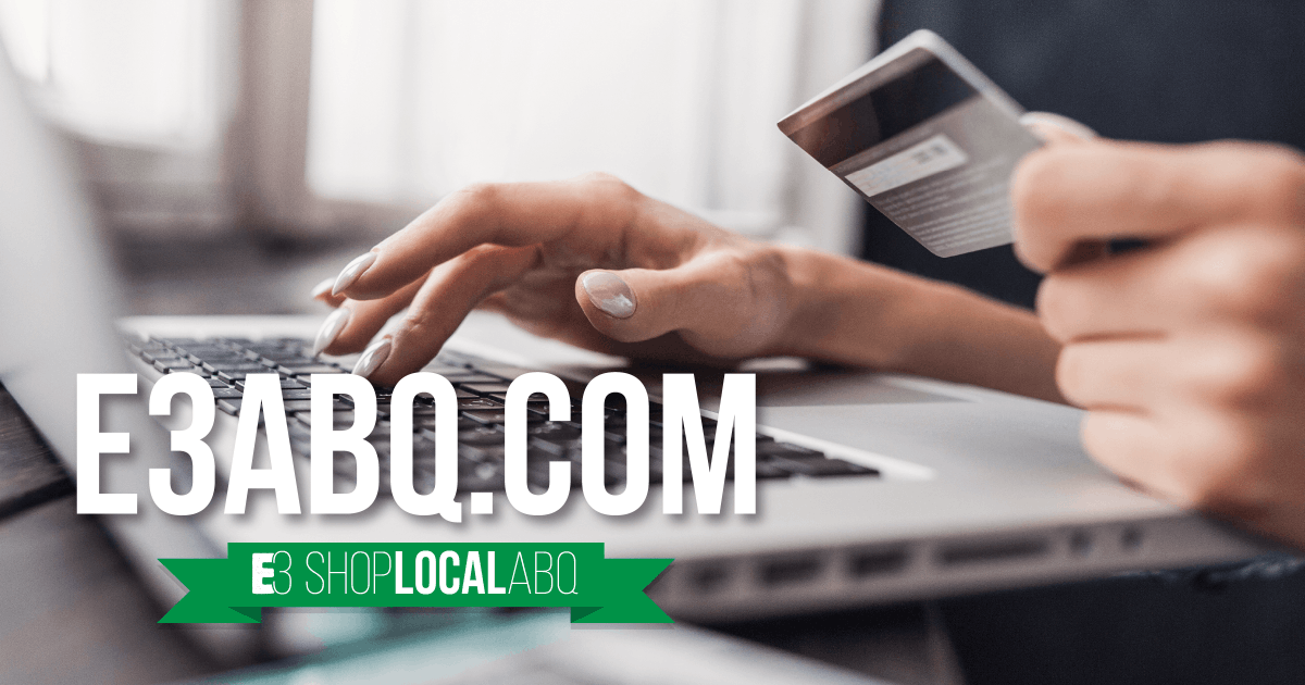 E3ABQ's tweet photo. We are sad that we cannot bring our friends together who make-up the amazing entrepreneurial ecosystem in #ABQ! Instead, we are using our site to offer our community a resource to make it easier to shop local this holiday season! Check it out @ https://t.co/Xi4qDJrVb8! 🛍️  #E3ABQ https://t.co/Nebk8pwWHV