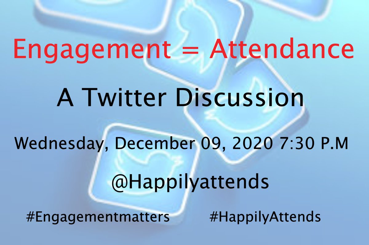 Please join my digital leadership group tonight as we learn and grow from conversation on the topic of attendance! If you can, watch the informational video posted at <a href="/Happilyattends/">Kean Group C</a> but not necessary to participate! #keanuniversity <a href="/DrLRepollet/">Dr. Lamont Repollet</a> #k12 #satchat