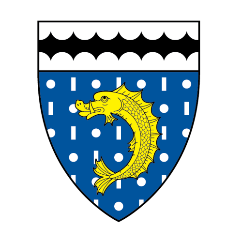 The Grace Hopper College coat of arms references both her time in the navy (the dolphin and wave-like pattern) and her contributions to computer science (the vertical bars and circles representing ones and zeroes.) https://gracehopper.yalecollege.yale.edu/college/coat-arms