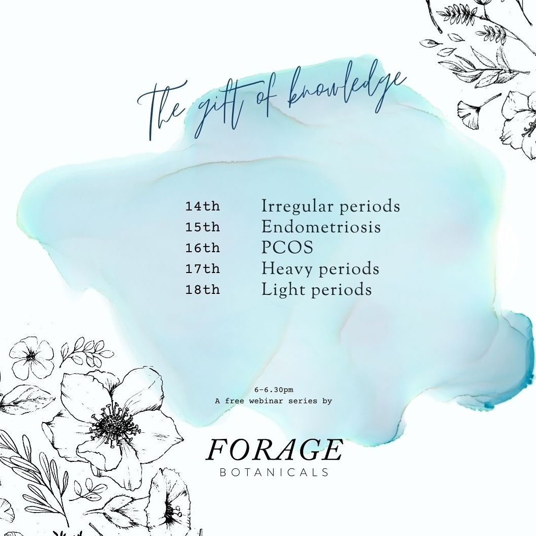 Next week I'm doing a series of free webinars on #period problems including #endometriosis and #pcos for anyone wanting to join you can sign up on our homepage, if you can't attend sign up anyway for recordings. #sharingiscaring
foragebotanicals.co.uk