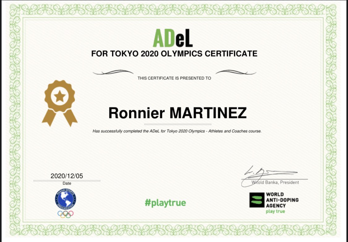 NadoPan's tweet image. Felicidades a los Atletas certificados por la Agencia Mundial Antidopaje @wada_ama para los Juegos Olímpicos de Tokyo 2020. 

Recuerde: es un curso online de carácter OBLIGATORIO para la participación en los Juegos.

Ingrese a adel.wada-ama.org para realizar los cursos
