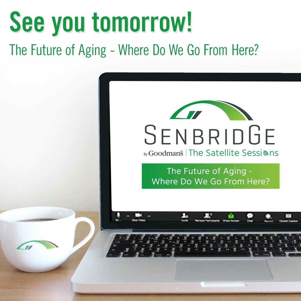 _SenbridGe's tweet photo. We can't wait to have everyone join us online tomorrow for "The Future of Aging - Where Do We Go From Here?" with Dr.@ZaynaKhayat! See you online! #SenbridGeSatelliteSessions https://t.co/Hw0fO0YpQE