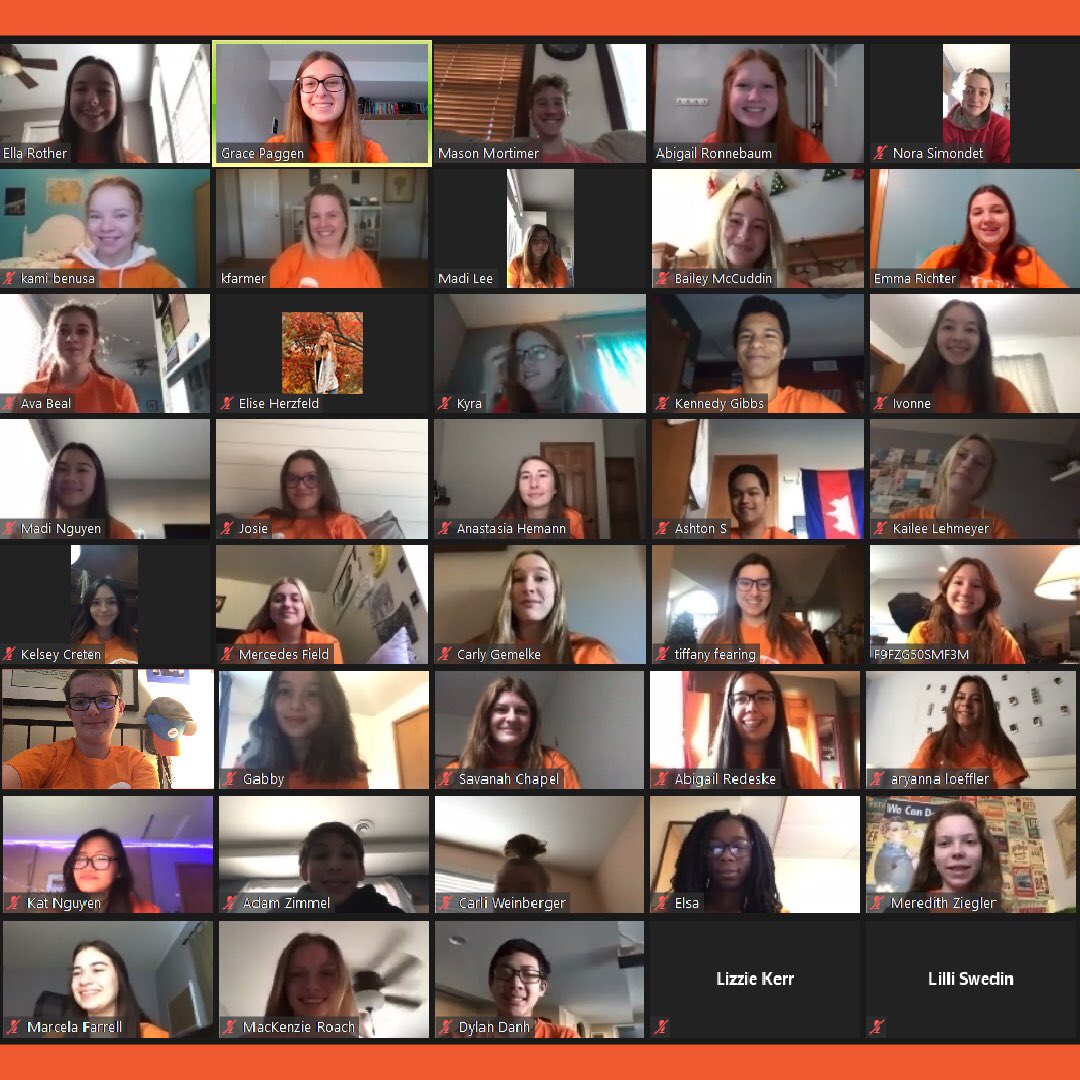 Student council meeting today was awesome! We love seeing everyone together, even if we have to be online 🧡