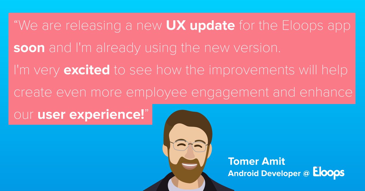 EloopsApp's tweet photo. We like to ask our team members at Eloops what motivates them to do their amazing work! So today you will meet Tomer Amit, Eloops SUPER talented Android developer.

#EmployeeEngagment #HR https://t.co/eQ4UcIBnvT