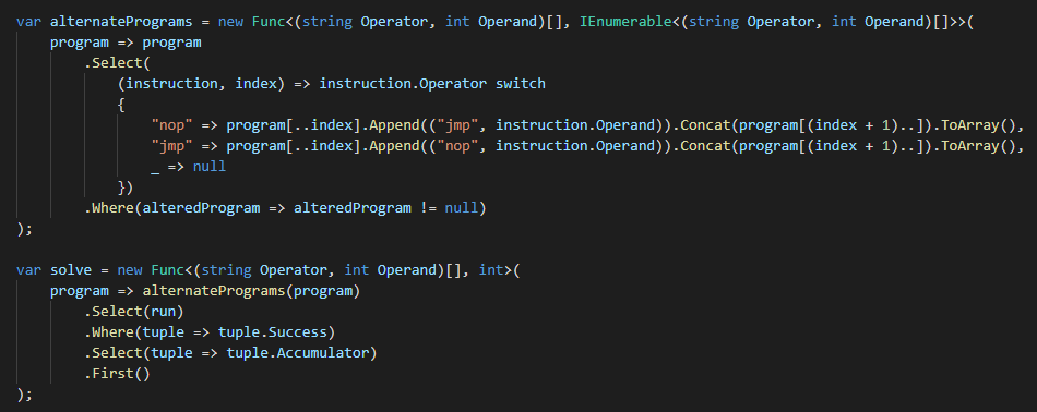 ibebbs's tweet photo. @madSimonJ Bah, you've totally got me into these now. My solution is shown below. It could easily be argued that my version is less "functional" as it uses a loop rather than recursion. This is because, AFAIK, tail recursion is _still_ not supported in C# (as it is in F#). https://t.co/AJ3nNiQJ4i