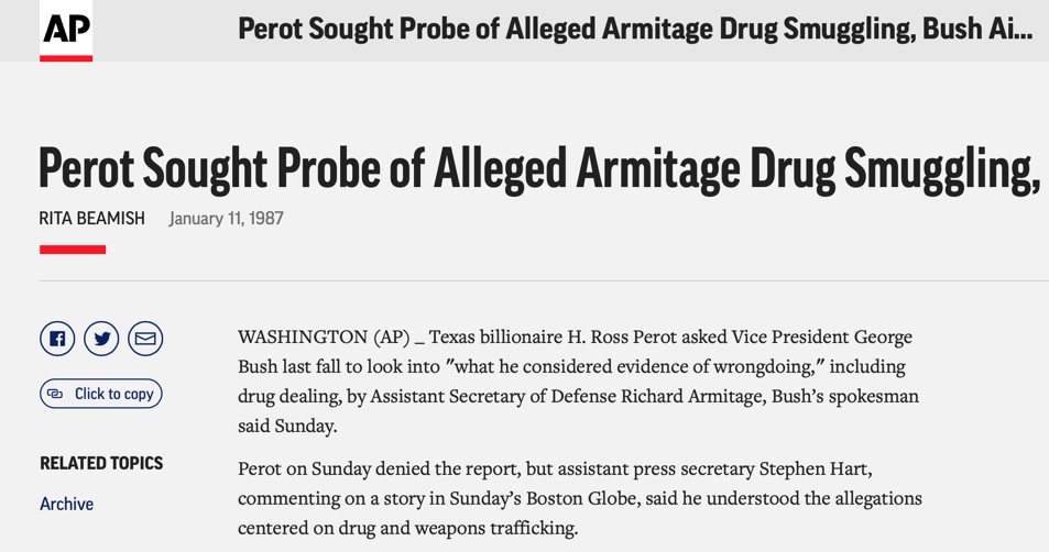 8. Drug running operations in Karachi organized by Richard Armitage and Paul Wolfowitz date back to the Iran Contra Scandal with BCCI and HSBC. Wolfowitz's ties to former Iraqi Health Minister Al-Attar are especially troubling given Al-Attar's reputed Hezbollah ties.