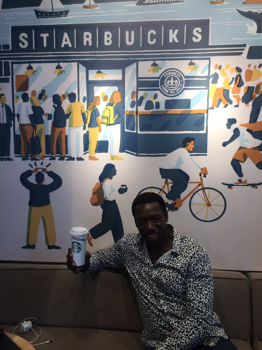 Actor <a href="/hakeemkaekazim/">Hakeem Kae-Kazim</a> at opening of <a href="/Starbucks/">Starbucks</a> in <a href="/VandAWaterfront/">vandawaterfront</a> Cape Town <a href="/anniehodes/">Annie Hodes</a>