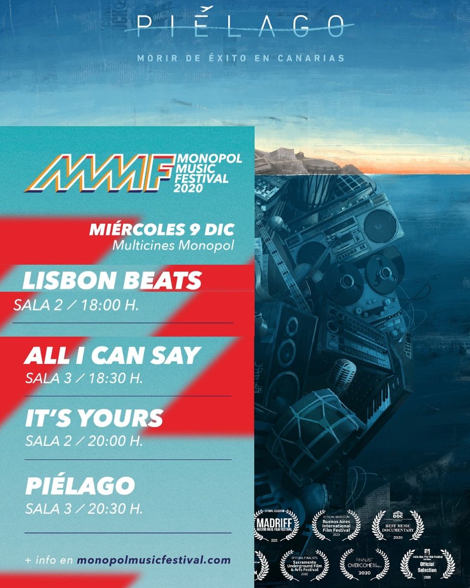 MonopolCine's tweet photo. La programación de hoy miércoles 9 del @monopolmusicfestival 👏🏼👏🏼
Compra tu entrada en la web, https://t.co/4FXEafHTYr para no quedarte sin entrada, recuerda que tenemos el aforo limitado🎟️😷 
#cine #laspalmas #MMF #CulturaSegura https://t.co/eUx7rNHgU0