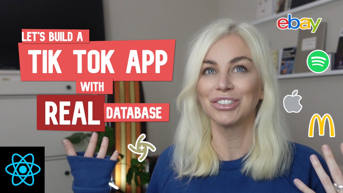 Ania Kubów #JavaScriptGames on X: I built a TIK TOK app with a REAL  Database! (used by Apple, Spotify, Netflix, Ebay and so many more) A prior  knowledge of React is the