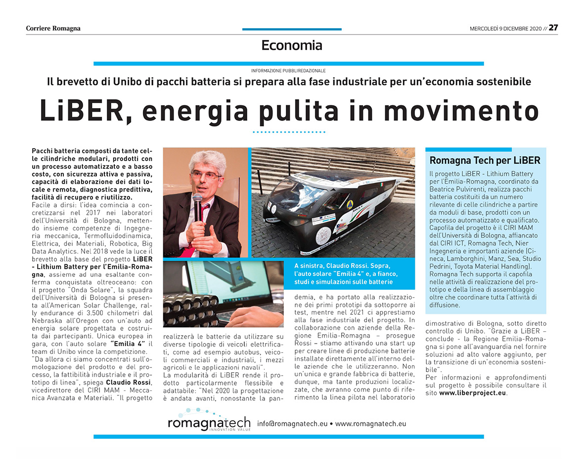 Il progetto LiBER - Lithium Battery per l’Emilia Romagna presentato dal <a href="/CorriereRomagna/">CorriereRomagna</a>.
👉 liberproject.eu
#EuropaQUIER #automotive #batterypack #batterie #tecnologia #energiarinnovabile #EmiliaRomagna #Unibo #CiriMAM