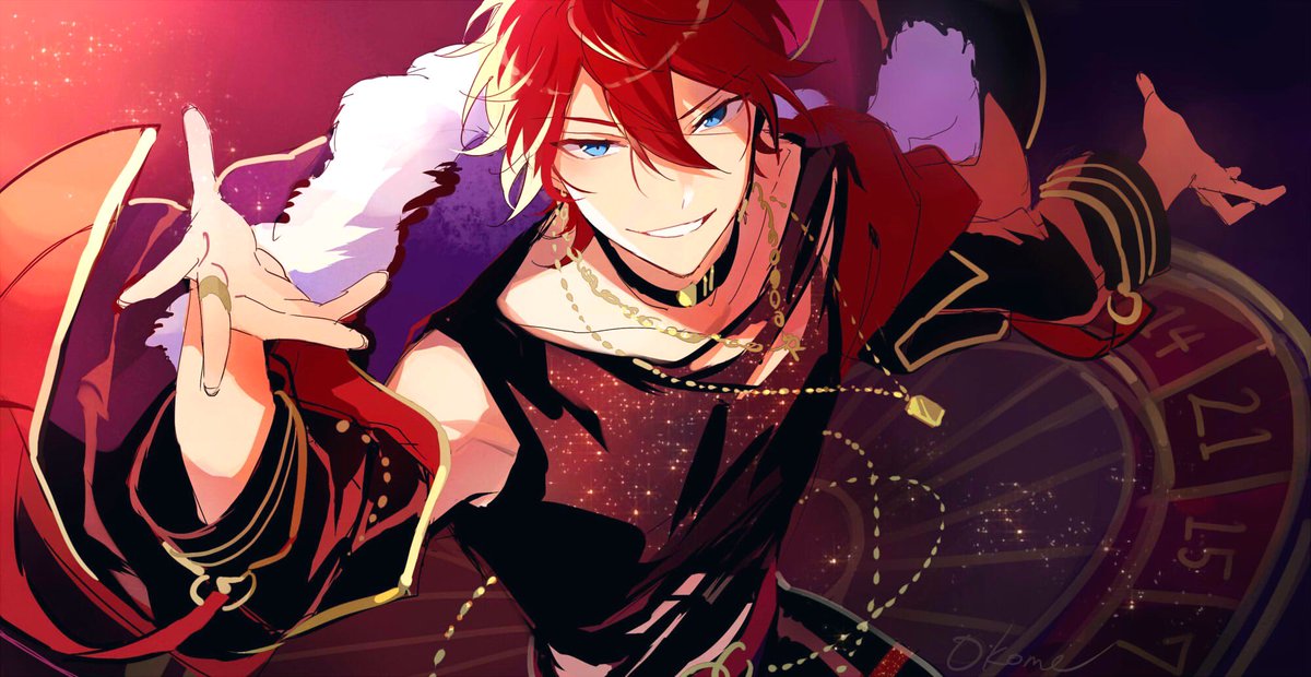 1boy red hair male focus jewelry blue eyes solo smile  illustration images